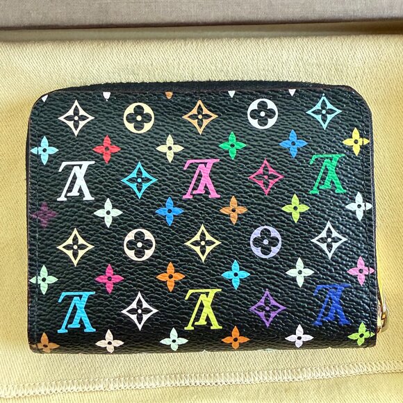 Louis Vuitton Monogram Multicolor Zippy Coin Purse Black Pink Full Set EUC - Picture 3 of 13